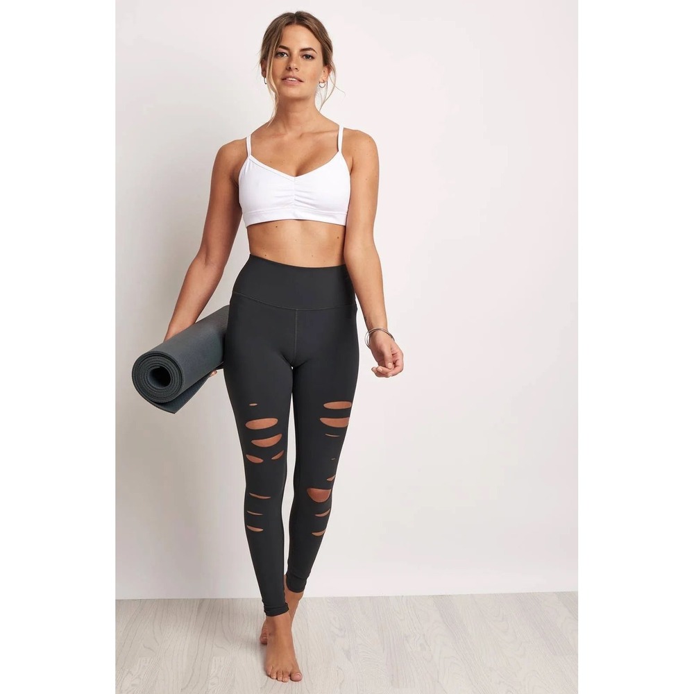 Alo Yoga High-Waist Ripped Warrior Leggings Anthracite‎ Grey S W5494R